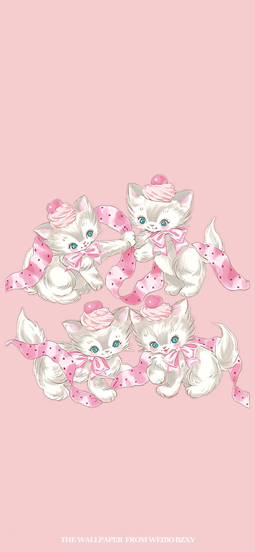 梦幻猫咪粉色可爱锁屏壁纸