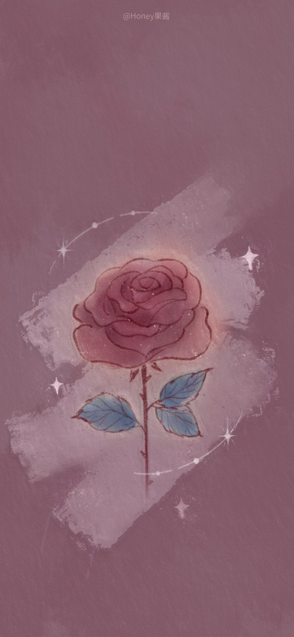 浪漫玫瑰手绘插画手机壁纸