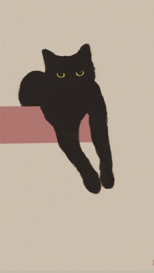 可爱黑猫创意插画高清手机壁纸