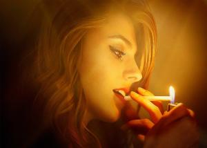 女人点烟姿势性感妩媚图片