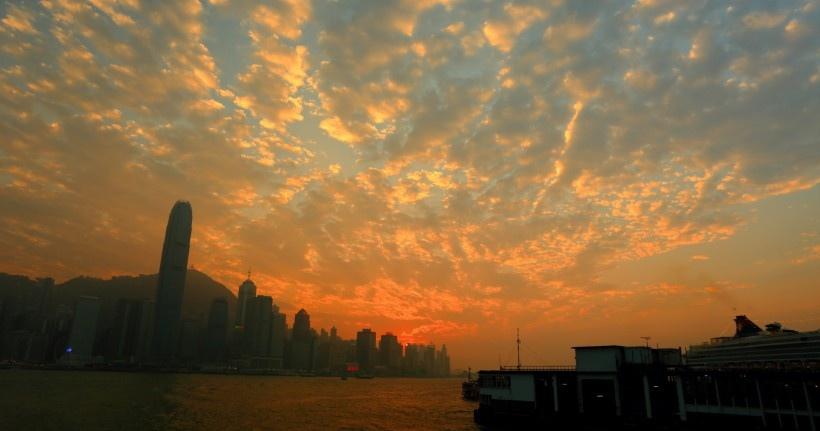 香港维多利亚港日落风景图片