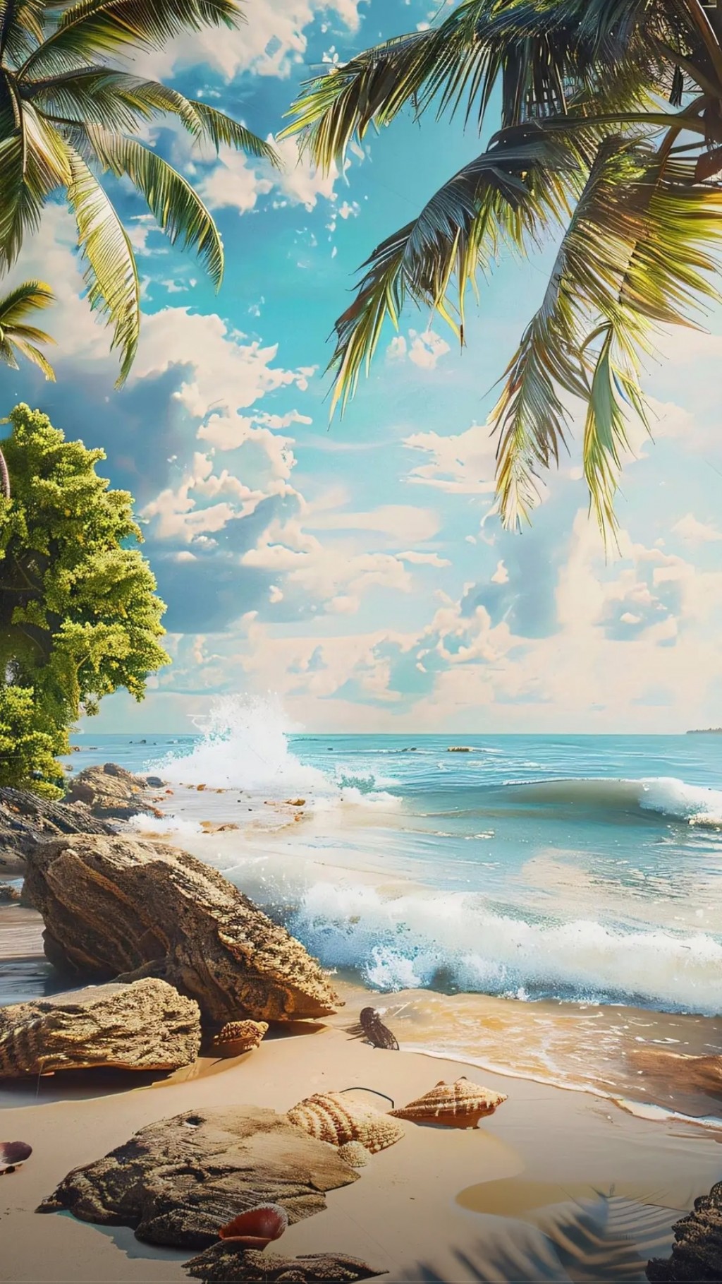 海边棕榈树风景手机壁纸