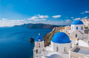 希腊圣托里尼岛蓝白色风景图片