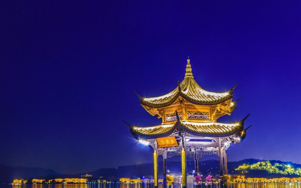 杭州西湖静谧夜景风景壁纸
