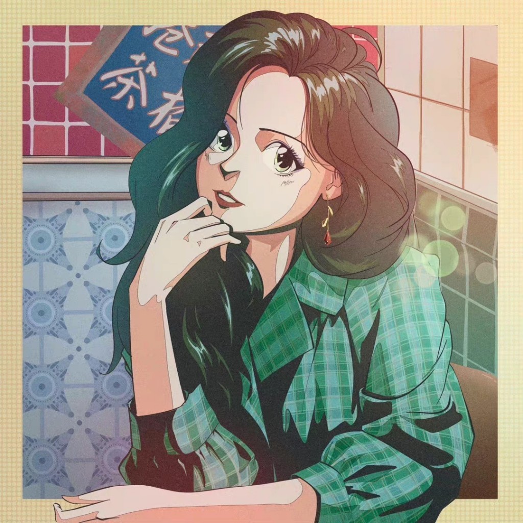 日系插画风个性时髦女生头像图片