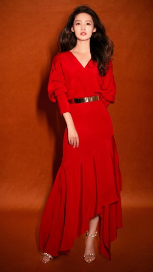 李沁红衣优雅性感高清手机壁纸