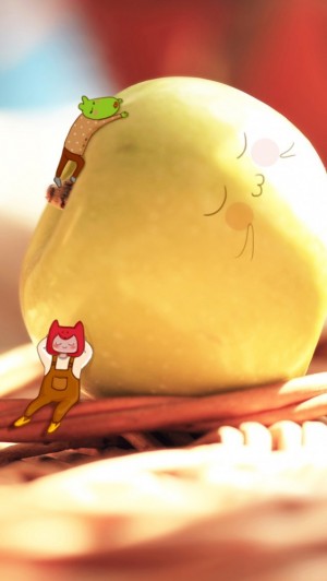 可爱卡通的黄苹果
