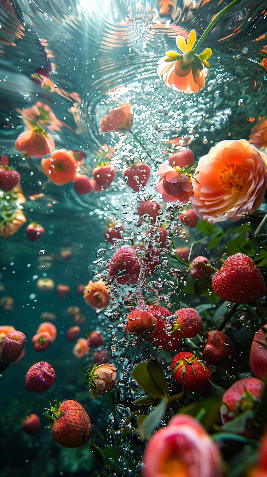 水中静谧的缤纷水果世界摄影大片