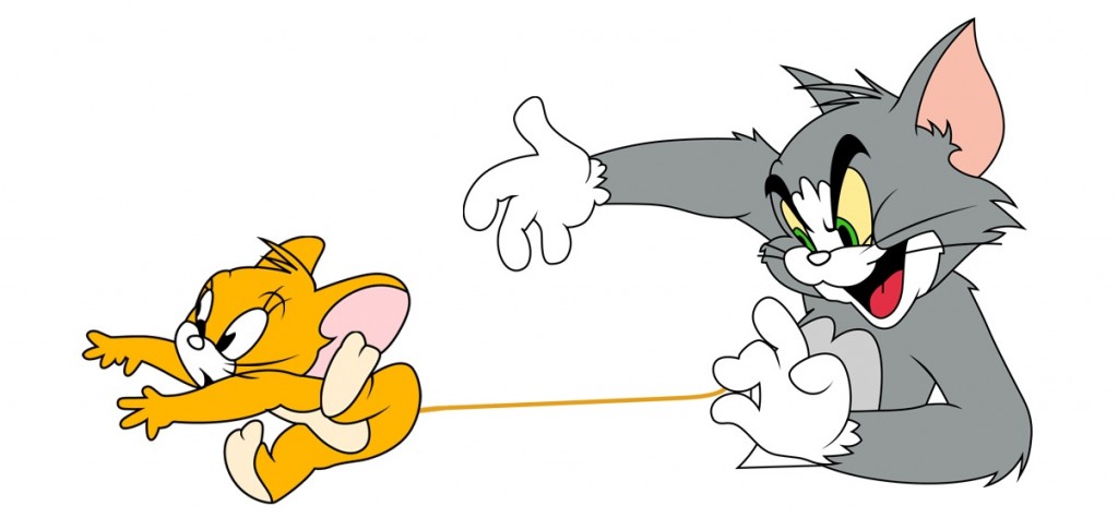 猫和老鼠可爱俏皮卡通锁屏壁纸
