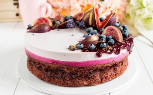 精致可口蓝莓蛋糕美食壁纸图片