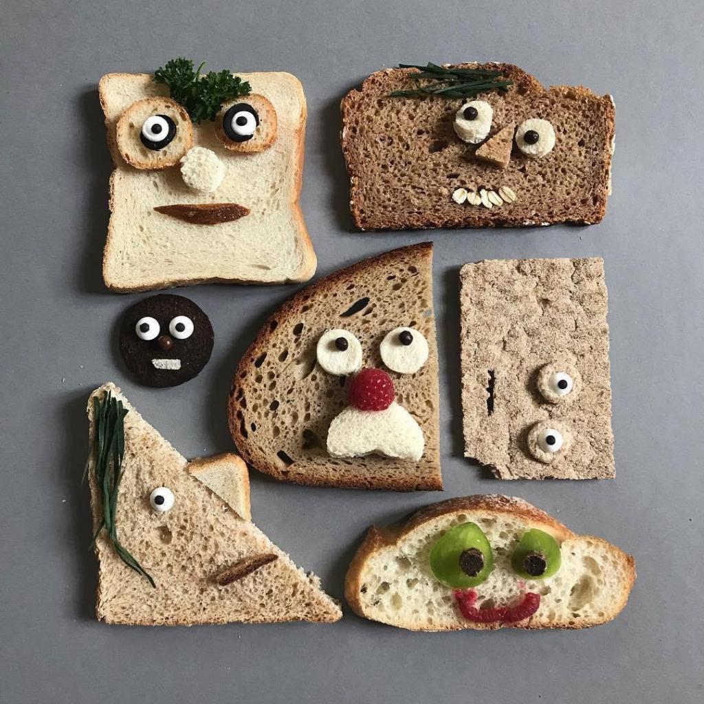 用三明治面包为主制作的各种角色图片