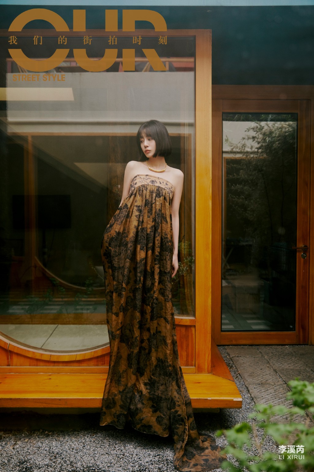 李溪芮典雅印花长裙中式美学写真图片