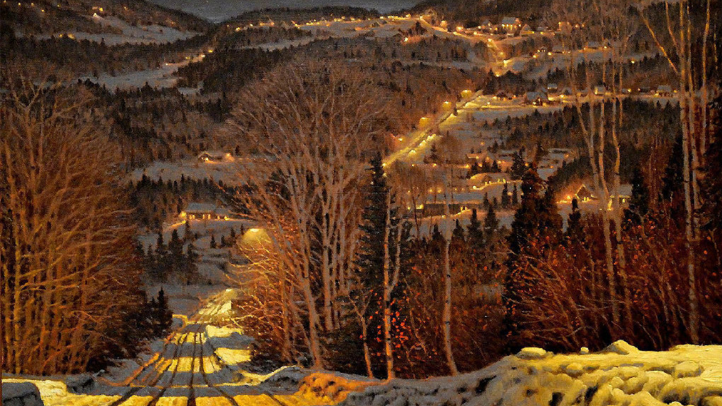 瑞士小镇的璀璨雪夜