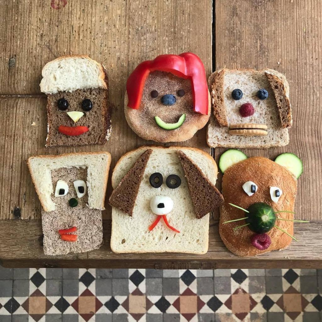 用三明治面包为主制作的各种角色图片