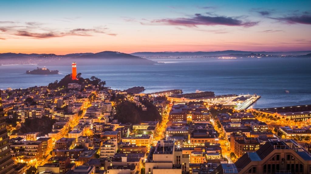 科伊特塔 恶魔岛 旧金山湾晚上超美风景壁纸