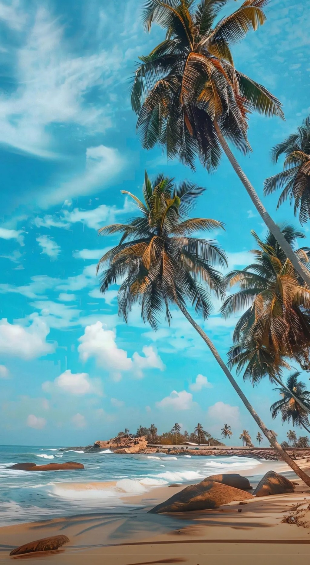海边棕榈树风景手机壁纸