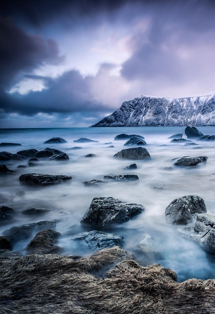 唯美浪漫奇幻海滩礁石冰川风景图片