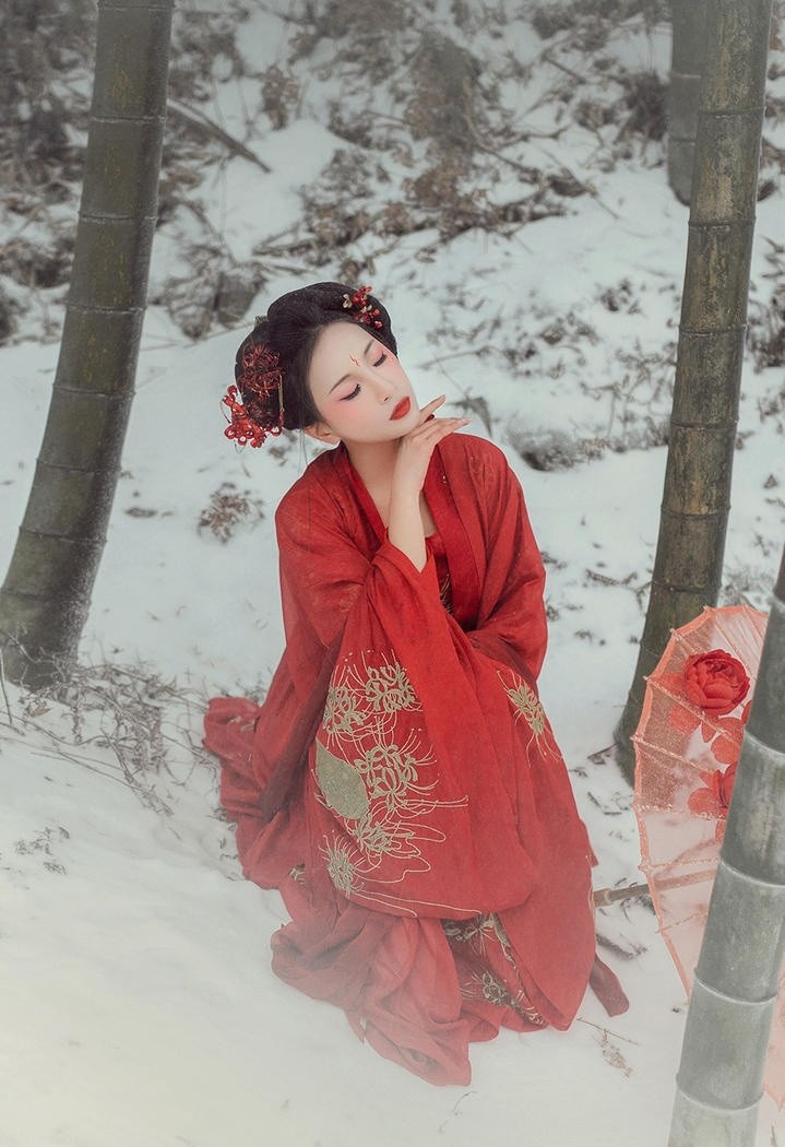 美艳动人的雪景古装艺术照图片
