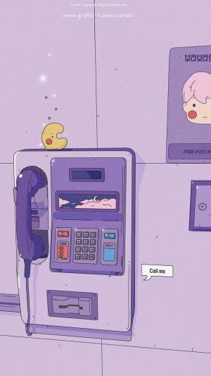 紫色小清新手绘插画卡通手机壁纸